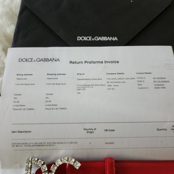 Dolce & Gabbana Red Belt with Crystal Logo main image 4